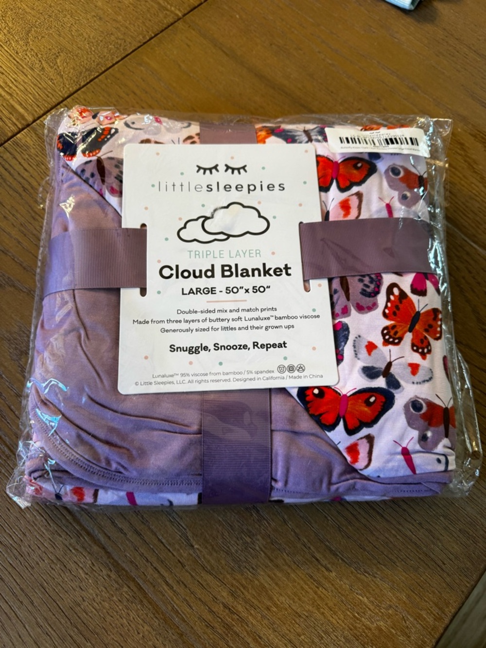 Little Sleepies Butterfly Kisses Cloud Blanket